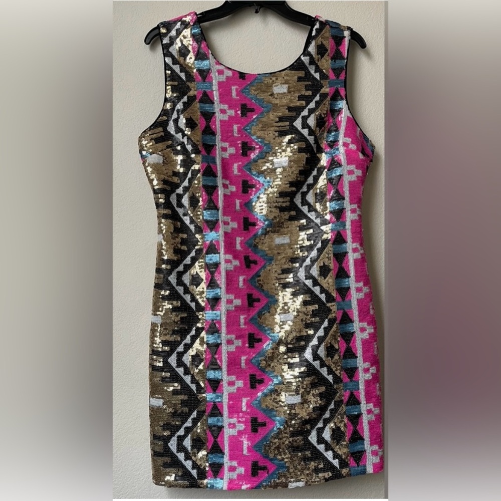 Sequin Geometric Pattern Dress
